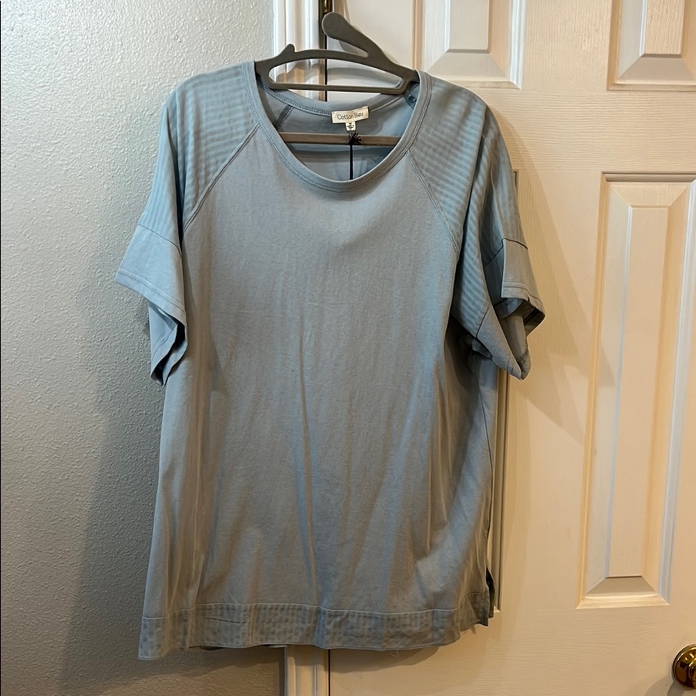 Casual light blue Short Sleeve Top